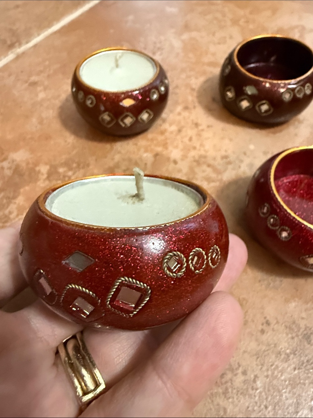 Red Decorative Tealight Holders Set - Home Accents